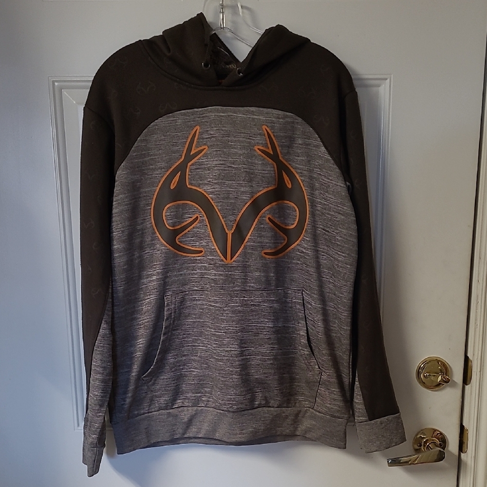Realtree Dark Gray and Black Hoodie with Orange Design